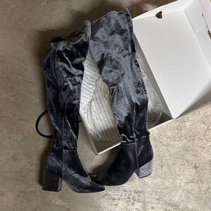 ALDO Velour Grey Over-the-Knee Boots